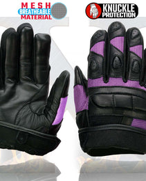 Xelement XG80208 Women's Black and Purple Mesh Cool Rider Motorcycle Gloves