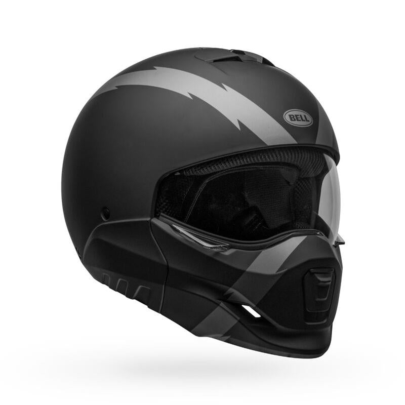 Close Out Bell Broozer ‘Full Face. Open Face. In Your Face’ 2 in 1 Motorcycle Arc Matte Black with Gray Helmet Size Small