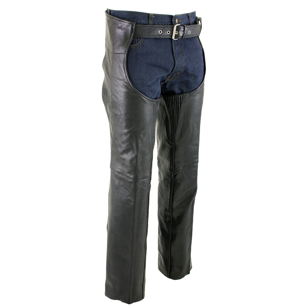 Milwaukee Leather LKM5722 Men's Black Premium Leather Dual Comfort Motorcycle Biker Rider Chaps