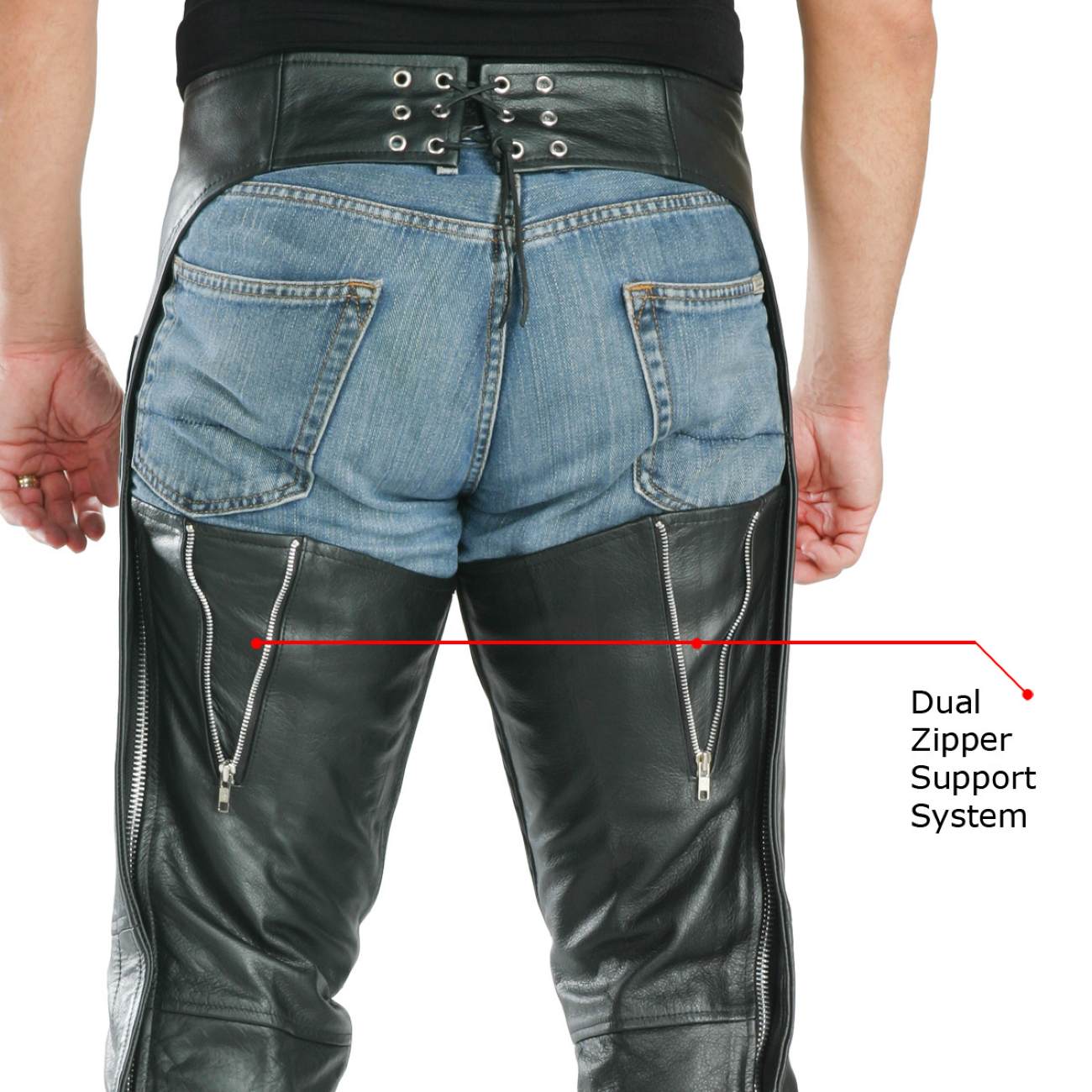 Milwaukee Leather LKM5722 Men's Black Premium Leather Dual Comfort Motorcycle Biker Rider Chaps