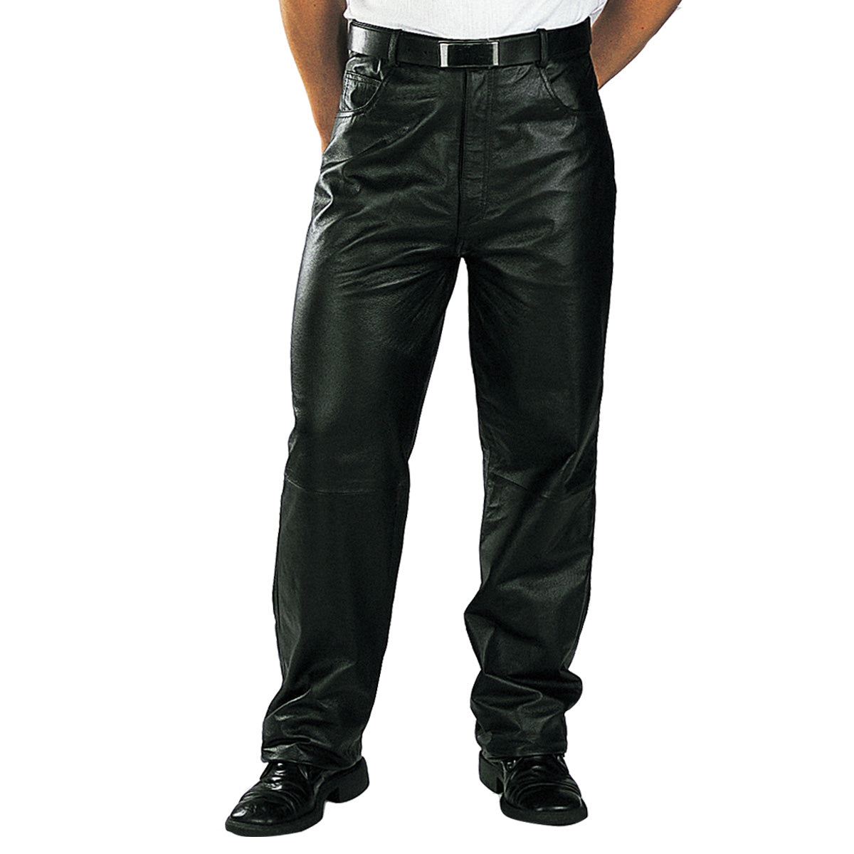 Milwaukee Leather LKM5718 Men's Classic Black Loose Fitted Motorcycle Casual Leather Biker Pants