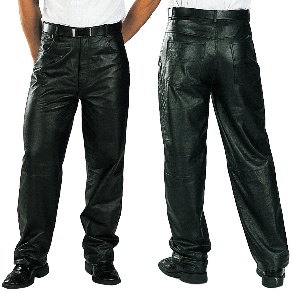 Milwaukee Leather LKM5718 Men's Classic Black Loose Fitted Motorcycle Casual Leather Biker Pants