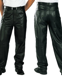 Xelement 860 Men's 'Classic' Black Loose Fit Motorcycle Casual Leather Pants