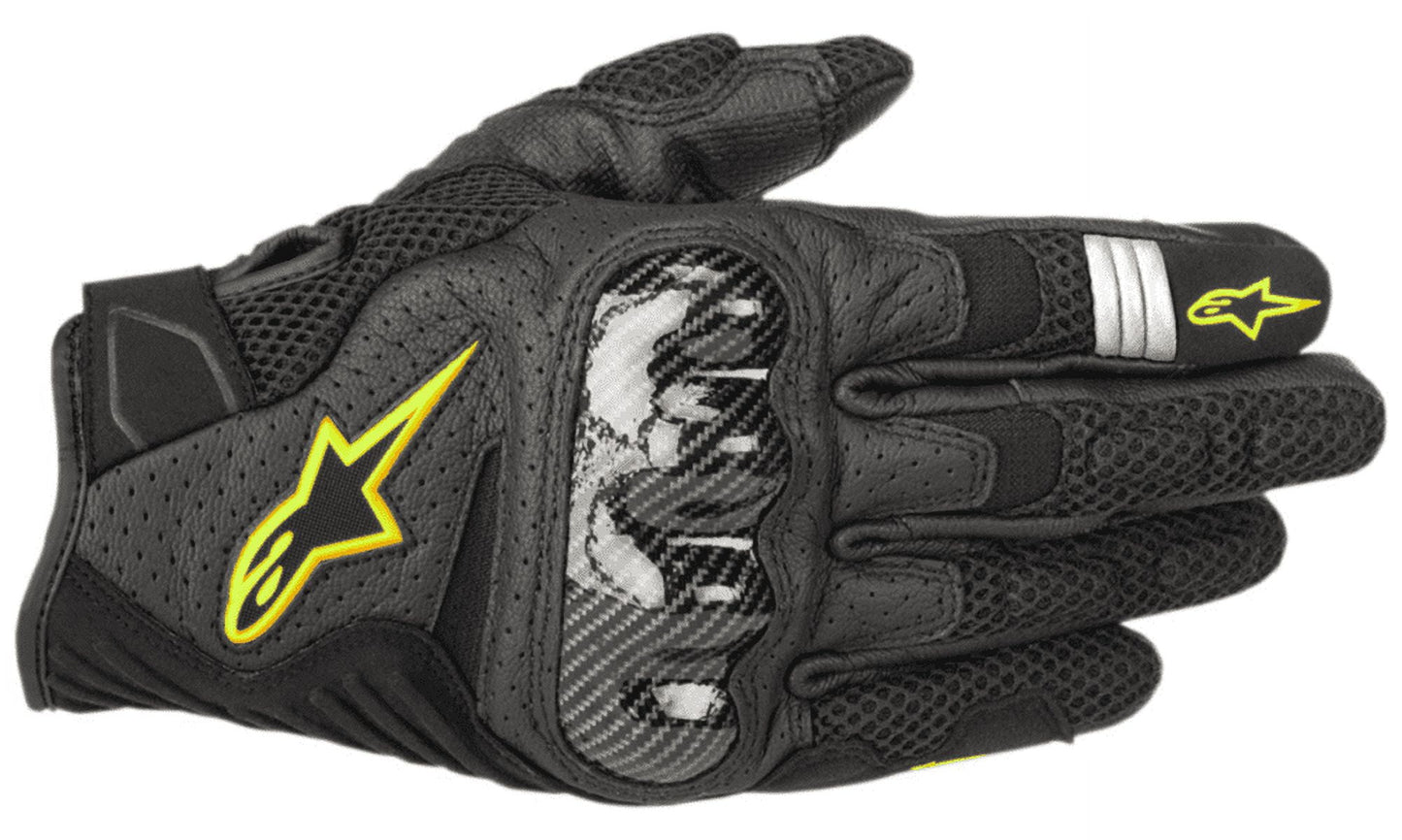 Alpinestars Men’s SMX-1 Air v2 Black and Fluorescent Yellow Gloves