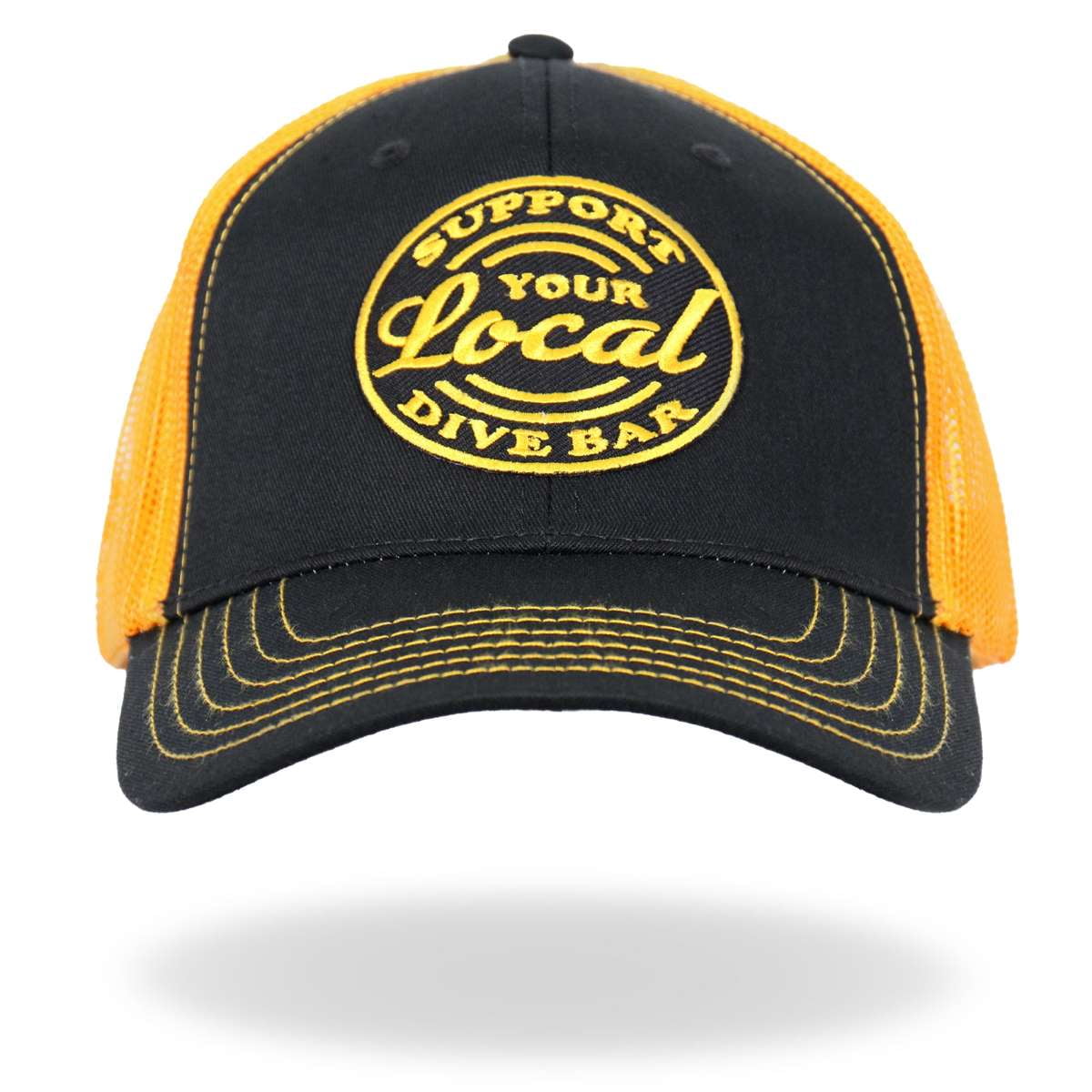 Hot Leathers Black And Yellow Trucker Hat Local Dive Bar GSH1048