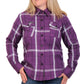 Hot Leathers FLL3010 Ladies Purple, White and Black Long Sleeve Flannel Shirt