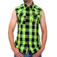 Hot Leathers FLM5002 Men’s Black and Green Sleeveless Cotton Flannel Shirt