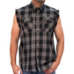 Hot Leathers FLM5203 Men's Sleeveless Fringe Grey and Black Flannel Shirt