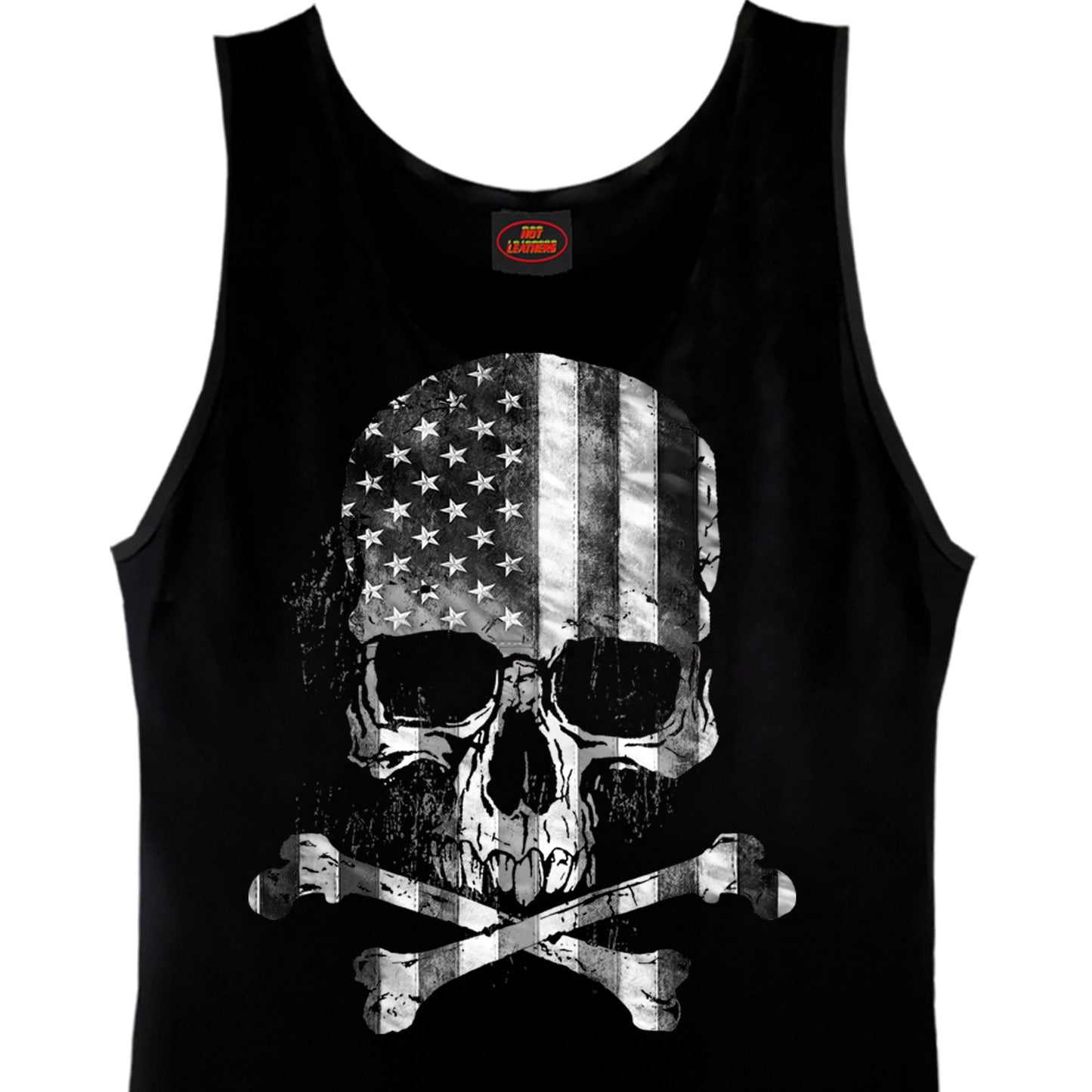 Hot Leathers GMT3429 Men’s ‘Flag Skull’ Black Tank Top Shirt