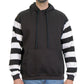 Hot Leathers GSM6003 Men's Black and White Hooded Pullover Sweatshirt with Knit Strip Sleeves