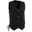 Milwaukee Leather DM1990 Men's Black 10 Pocket Side Lace Denim Vest