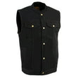 Milwaukee Leather DM2238 Men's Classic Black Denim Club Style Vest with Snap Button Closure