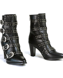 Milwaukee Leather MBL9428 Women's Black Buckle Up Fashion Boots with Studded Bling