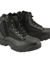 Milwaukee Leather Men's 6-inch Black Leather Swat Style-Tactical Lace-Up Biker Boots w/ Side Zippers MBM9011