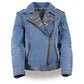 Milwaukee Leather MDL2000 Women's Blue Denim Jacket with Studded Spikes