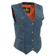 Milwaukee Leather MDL4000 Women's Blue Plain Side 4 Snap Front Denim Vest