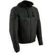 Milwaukee Leather MLM1563 Men's Black Leather Scooter Style Motorcycle Jacket with Reflective Skulls w/ Hoodie