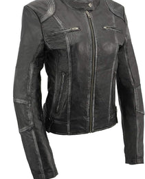 Milwaukee Leather SFL2830 Women's Black Sheepskin Scuba Style Fashion Leather Jacket