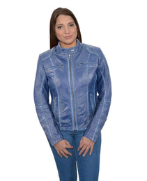 Milwaukee Leather SFL2830 Women's Royal Blue Scuba Style Sheepskin Fashion Leather Jacket