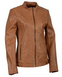 Milwaukee Leather SFL2855 Women's Saddle Zip Front Leather Jacket with Side Stretch Fitting