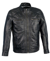 Milwaukee Leather Men's Black Motorcycle Fashion Leather Jacket with Front Zipper Closure SFM1860