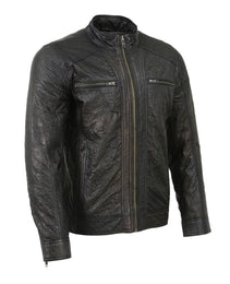 Milwaukee Leather SFM1861 Men's Two-Tone Leather Jacket with Front Zipper Closure