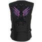 Milwaukee Leather SH1955 Ladies Black and Purple Textile Vest with Wing Embroidery