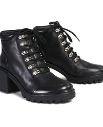 Milwaukee Leather Women's Devine Black Leather Lace to Toe Boots with Platform Heel MBL9439