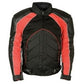 NexGen SH2153 Men's Combo Black and Red Armored Leather and Textile with Mesh Moto Jacket