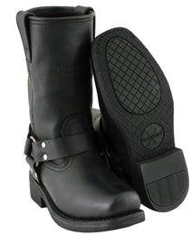 Xelement 2442 Women's Black Classic Full Grain Leather Harness Motorcycle Rider Boots