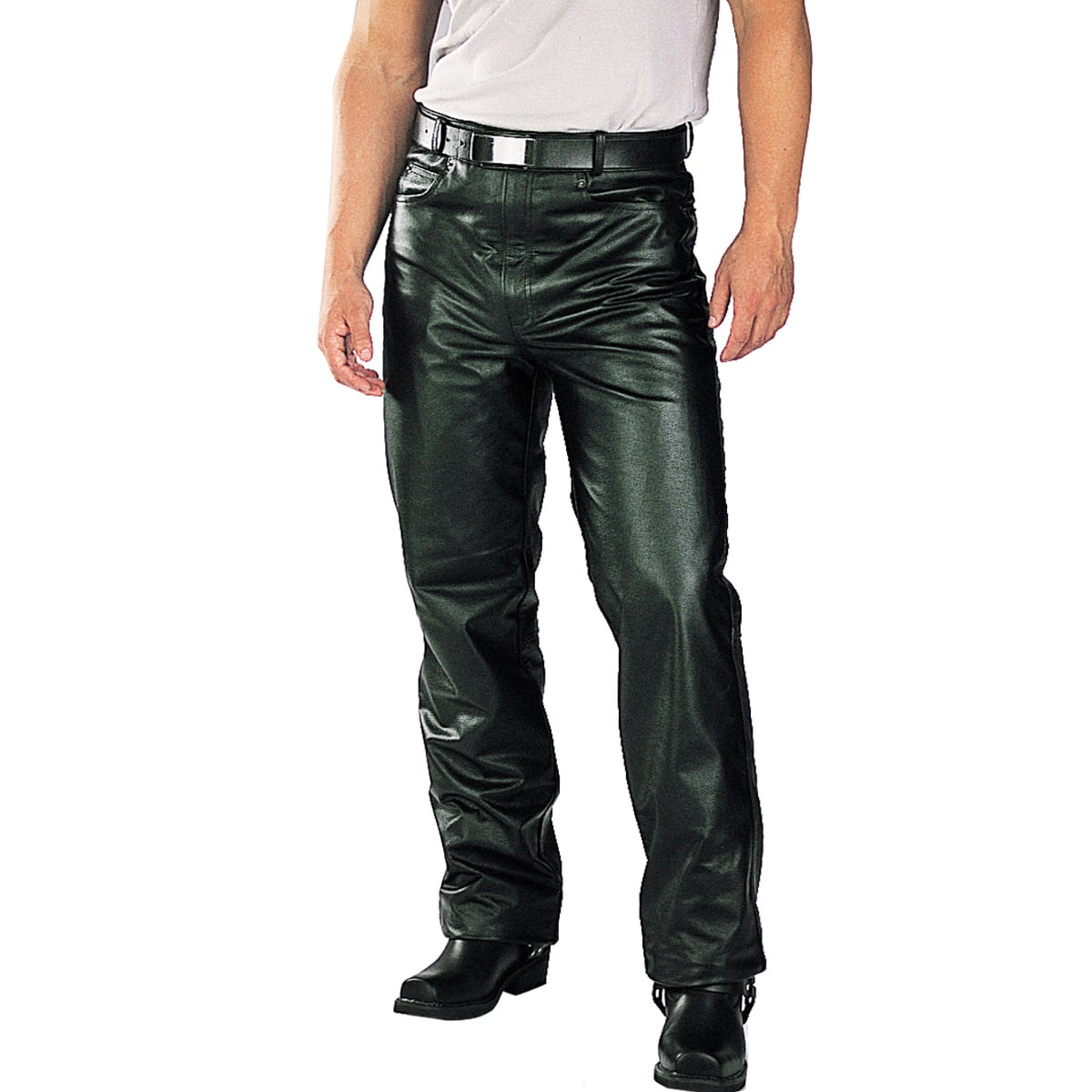 Milwaukee Leather Men's Black Classic high quality 5 Pocket Leather Motorcycle Pants Size 36