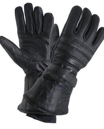 Xelement XG1227 Men's Black 'Gauntlet' Leather Gloves with Rain Cover