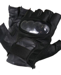 Xelement XG1475 Men's Black Knuckle Protected Leather Fingerless Riding Gloves