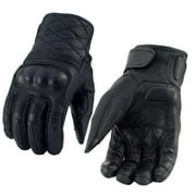 Xelement Men's Black Premium Leather Hard Knuckle Motorcycle Racing Gloves XG17500