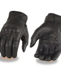 Xelement XG7501 Men's Black Leather Gloves with Rubberized Knuckles