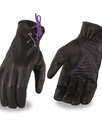 Xelement XG7771 Women's 'Riding' Black and Purple Leather Gloves