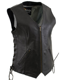 Xelement B277 Women's Black 'Mistress' Side Lace Motorcycle Leather Vest