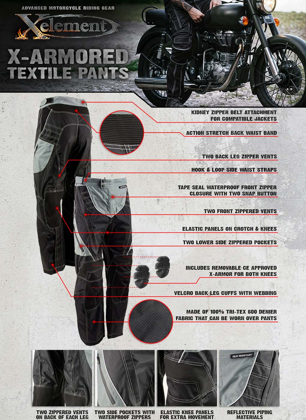 Armoured motorcycle pants on sale