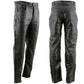 Milwaukee Leather LKM5726 Men's Black Premium Leather Motorcycle Over Pants with Side Zipper and Snaps