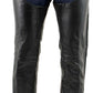 Milwaukee Leather LKM5724 Men's Black Braided Premium Leather Classic Fit Leather Chaps w/ Elastic Panel