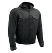 Xelement B91033 Men's 'Requiem' Black Mesh Jacket with X-Armor and Removable Hoodie