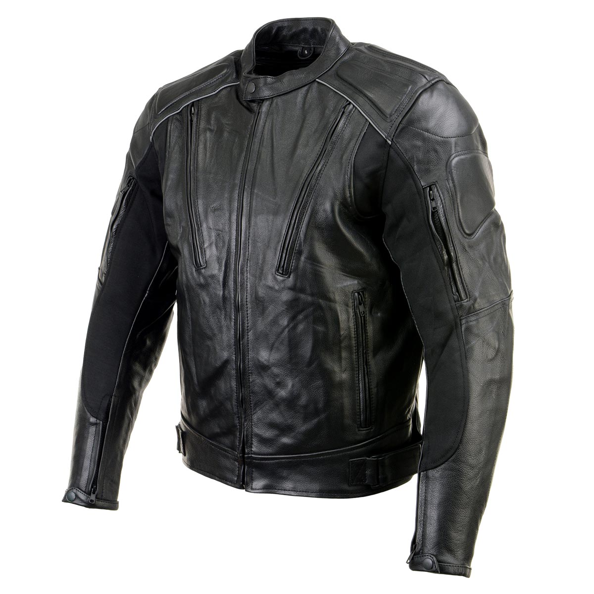 Xelement B9119 Men's 'Frenzy' Black Armored Leather Motorcycle Jacket ...