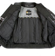 Xelement B95010 Men's 'Bones' Black Armored Cruiser Motorcycle Jacket with Reflective Skulls