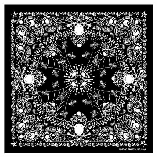 Hot Leathers BAB1039 Black Paisley Skull Bandana