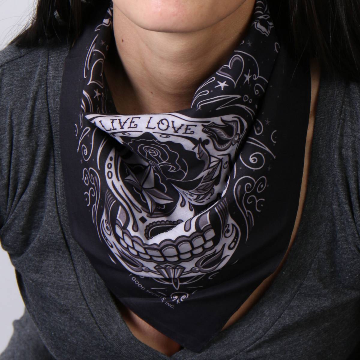 Hot Leathers BAB1059 Sugar Skull Bandana 21x21