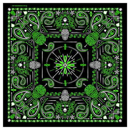 Hot Leathers BAB1068 Green Paisley Skulls Bandana