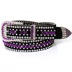 Hot Leathers BLA1082 Ladies Purple Rhinestone Leather Belt