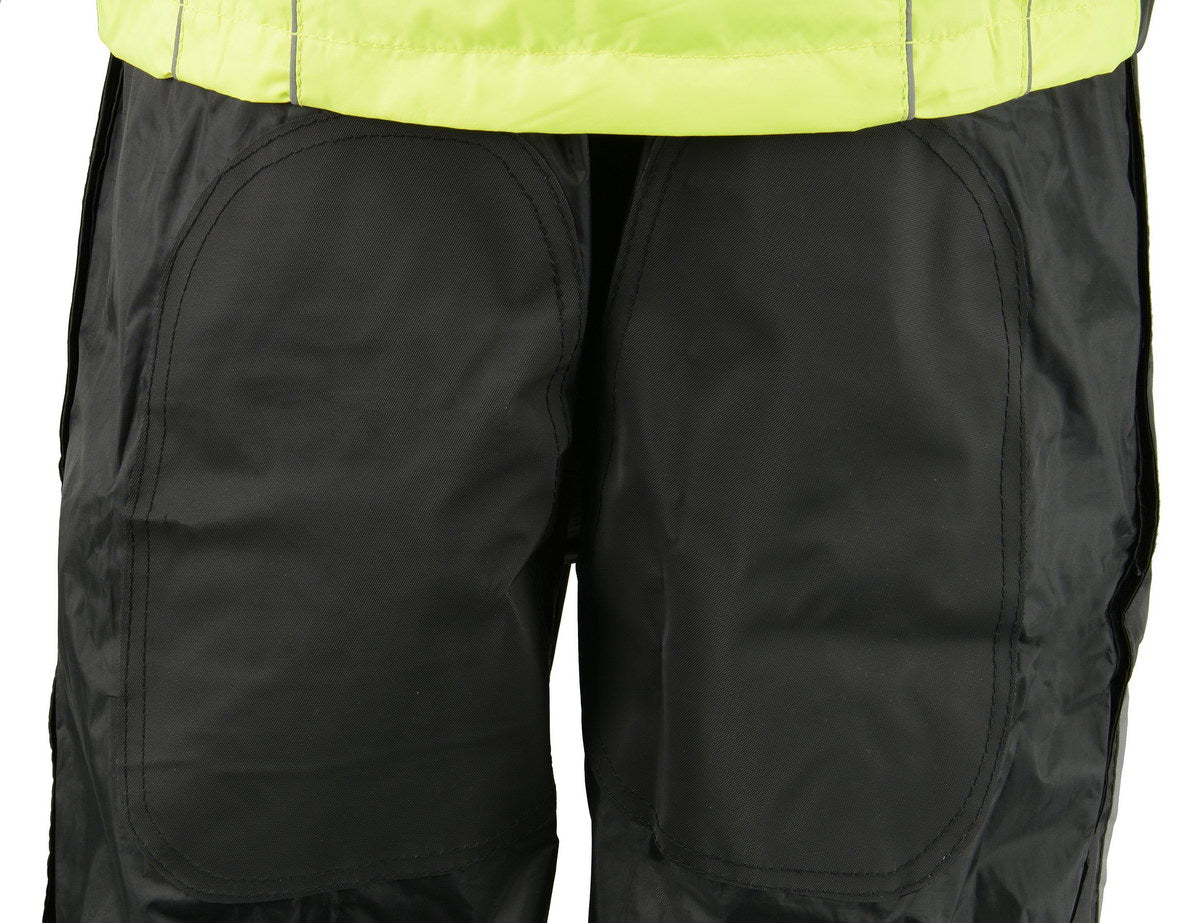 M Boss Motorcycle Apparel BOS19501 Men’s Black and High-Viz Green Two-Piece Motorcycle Rain Suit