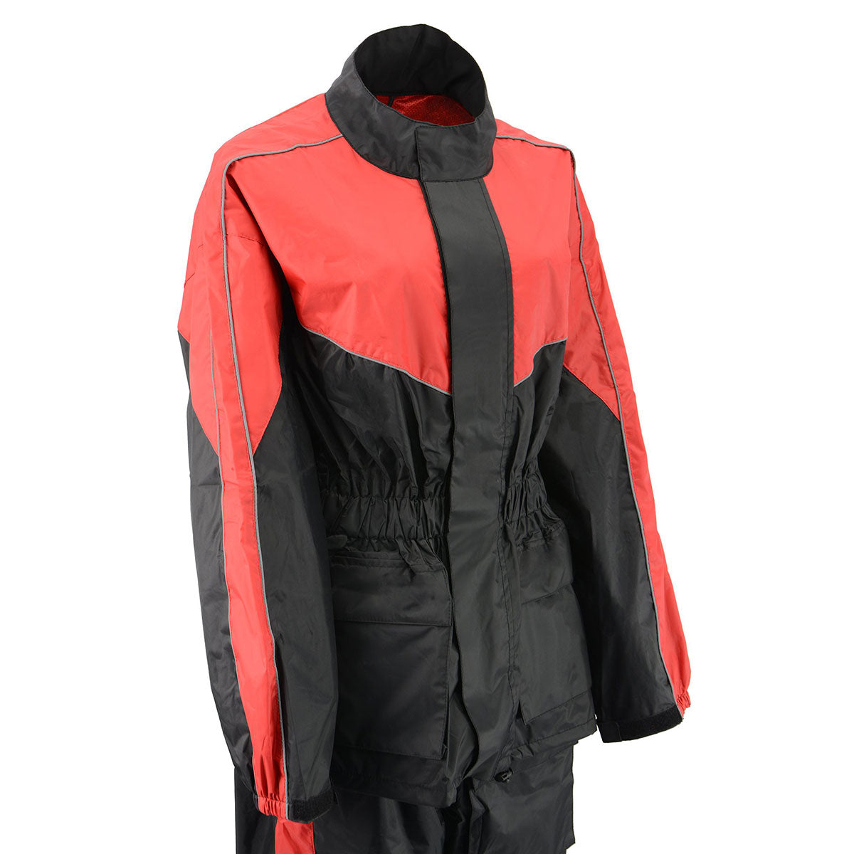 M-Boss Motorcycle Apparel BOS29601 Nylon Black/Orange 2-Piece Motorcycle Rain Gear for Men and Women