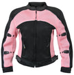 Xelement CF508 Women's Guardian Black and Pink Mesh Protective Motorcycle Rider Jacket w/ CE Armor Protection